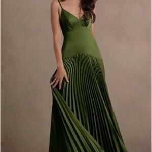 Azazie Satin Dropped Waist Dress